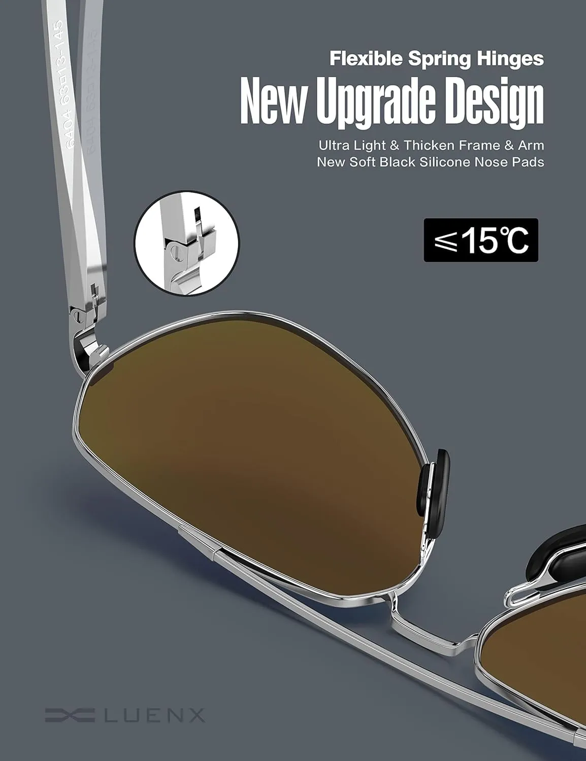 LUENX Aviator Sunglasses for Men Women Polarized New Shades Large Metal Frame - UV 400 Protection