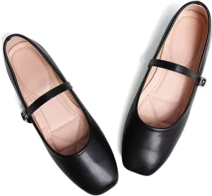 LUXINYU Women's Slip on Flats,Classy Round Toe Solid Classic Mary Jane Ballet Dance Shoes Soft Comfortable PU Flat Shoes