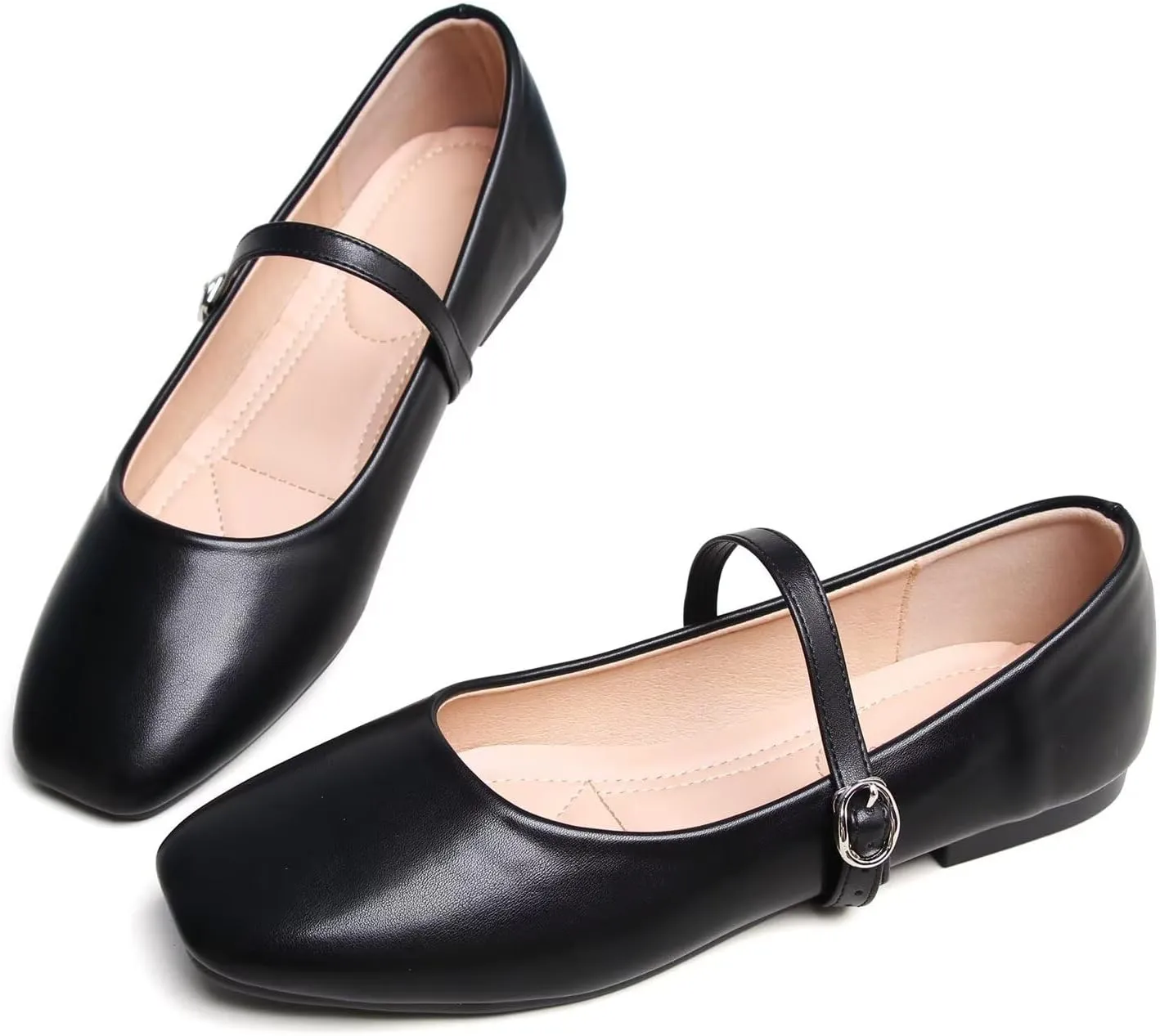 LUXINYU Women's Slip on Flats,Classy Round Toe Solid Classic Mary Jane Ballet Dance Shoes Soft Comfortable PU Flat Shoes