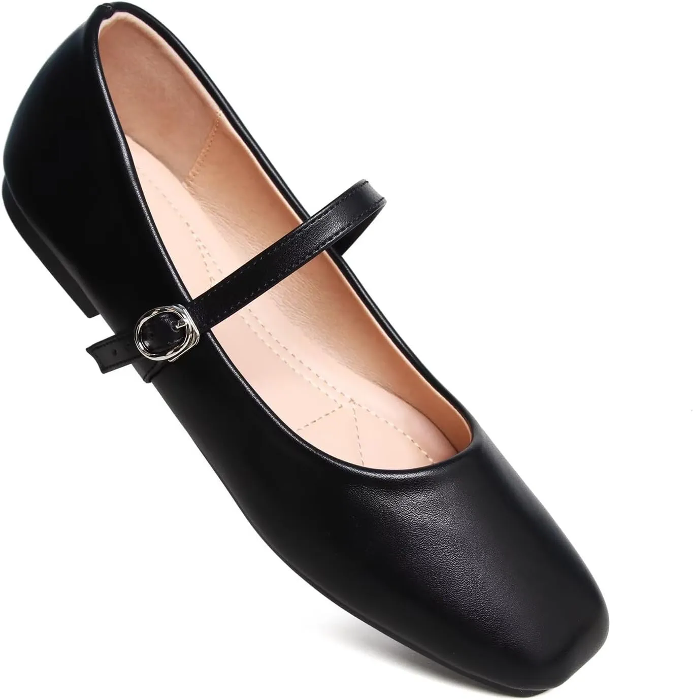 LUXINYU Women's Slip on Flats,Classy Round Toe Solid Classic Mary Jane Ballet Dance Shoes Soft Comfortable PU Flat Shoes