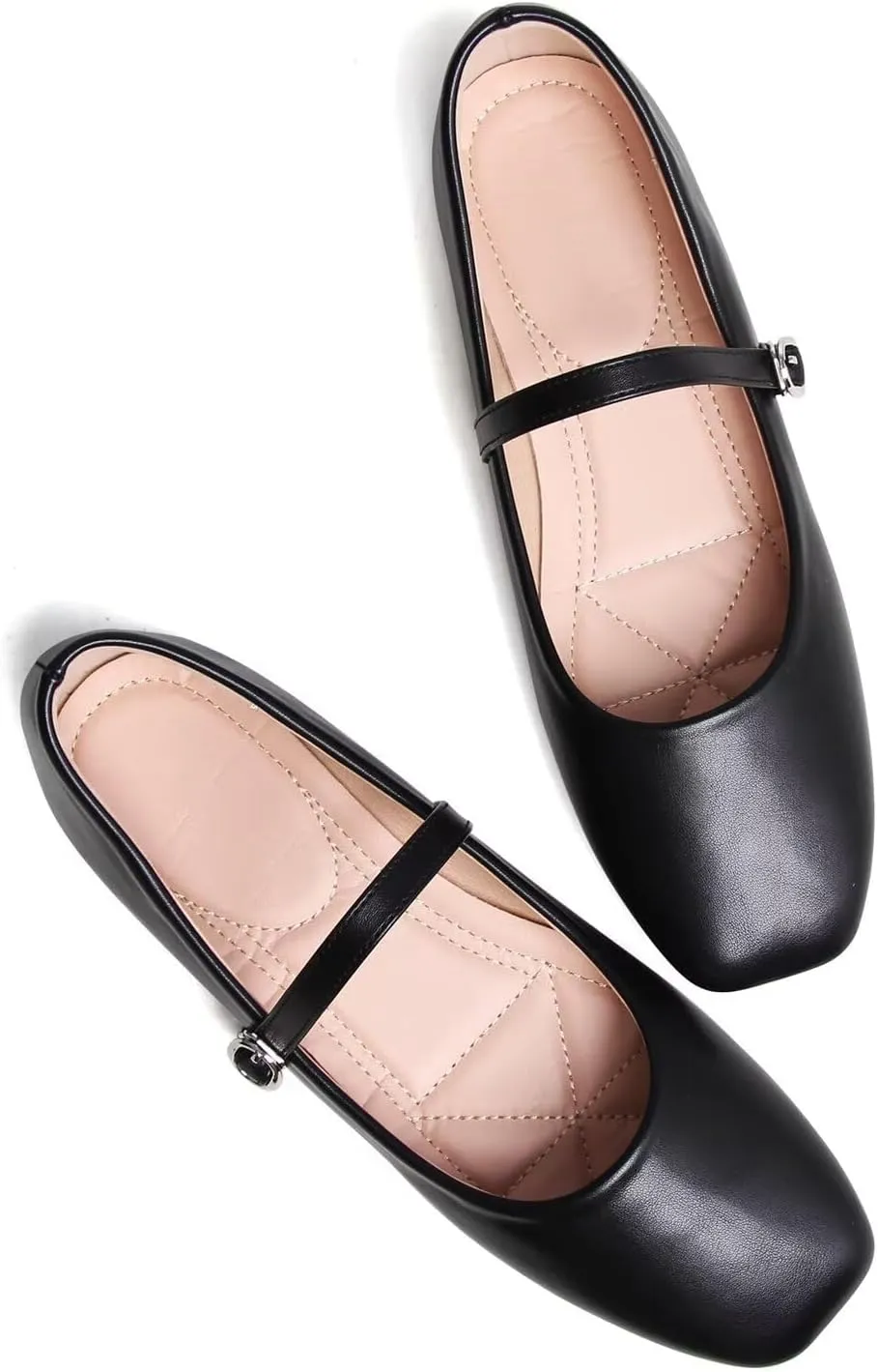 LUXINYU Women's Slip on Flats,Classy Round Toe Solid Classic Mary Jane Ballet Dance Shoes Soft Comfortable PU Flat Shoes