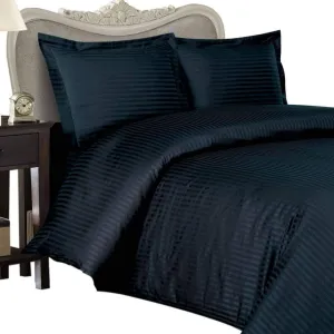 Luxurious Six (6) Piece DARK BLUE Damask Stripe, OLYMPIC QUEEN Size, 1500 Thread Count Ultra Soft Single-Ply 100% Egyptian Cotton, Extra Deep Pocket Bed Sheet Set with FOUR (4) PILLOW CASES 1500TC