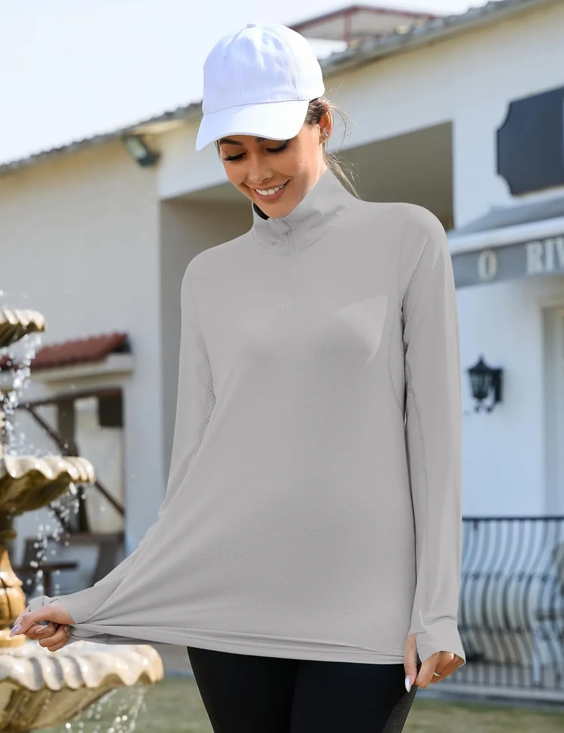 LUYAA Womens 1/4 zip UPF 50  Sun Shirt SPF Long Sleeve Lightweight UV Protection Clothing Hiking Fishing Outdoor