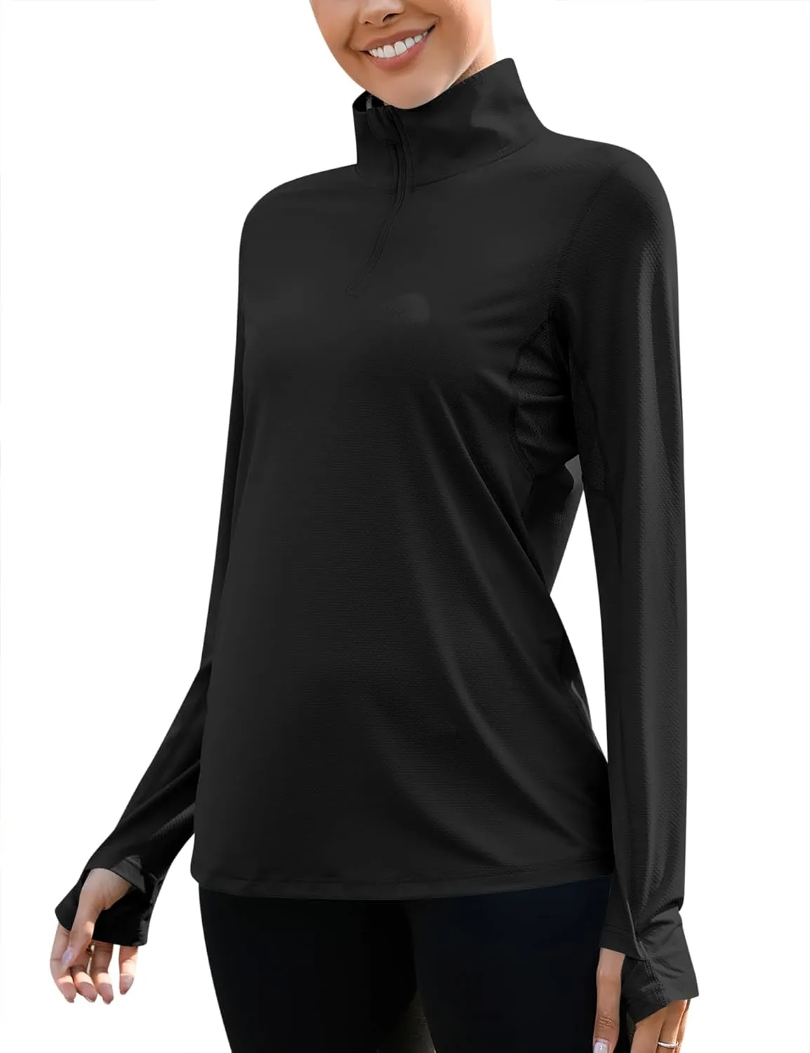 LUYAA Womens 1/4 zip UPF 50  Sun Shirt SPF Long Sleeve Lightweight UV Protection Clothing Hiking Fishing Outdoor