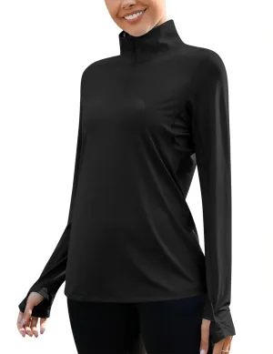 LUYAA Womens 1/4 zip UPF 50  Sun Shirt SPF Long Sleeve Lightweight UV Protection Clothing Hiking Fishing Outdoor