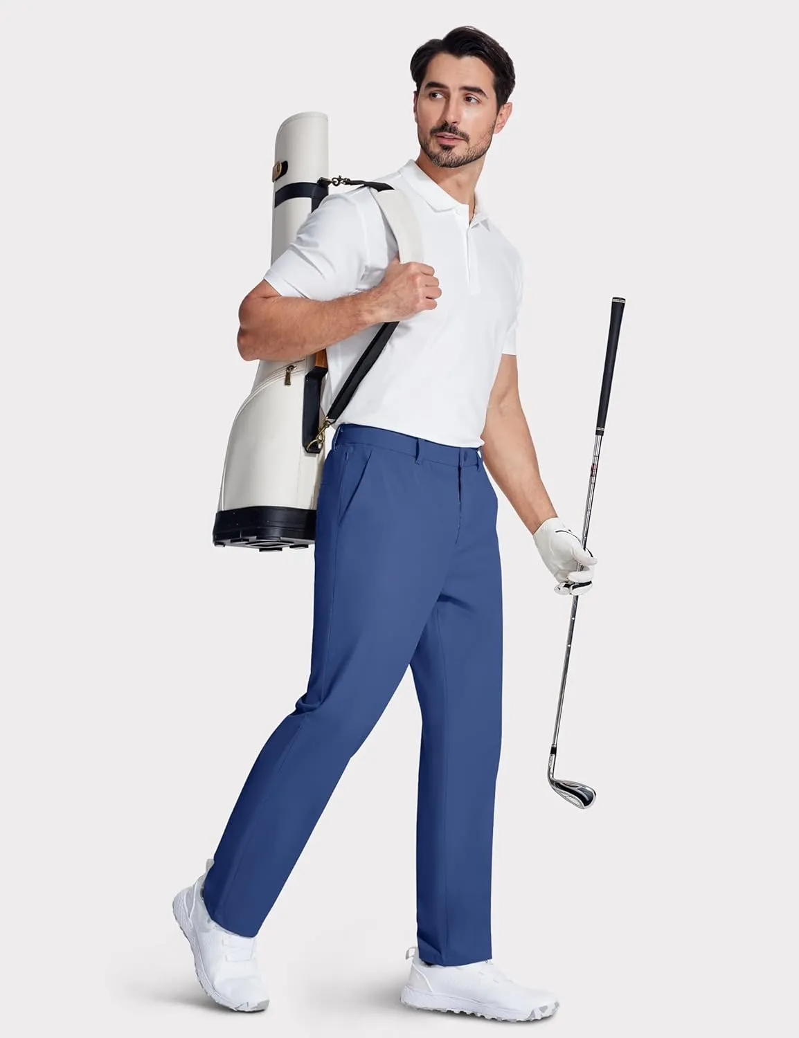 MAGCOMSEN Mens Golf Pants Stretch Dress Pants Quick Dry Water Resistant Lightweight Flat Front Work Pants Moisture Wicking