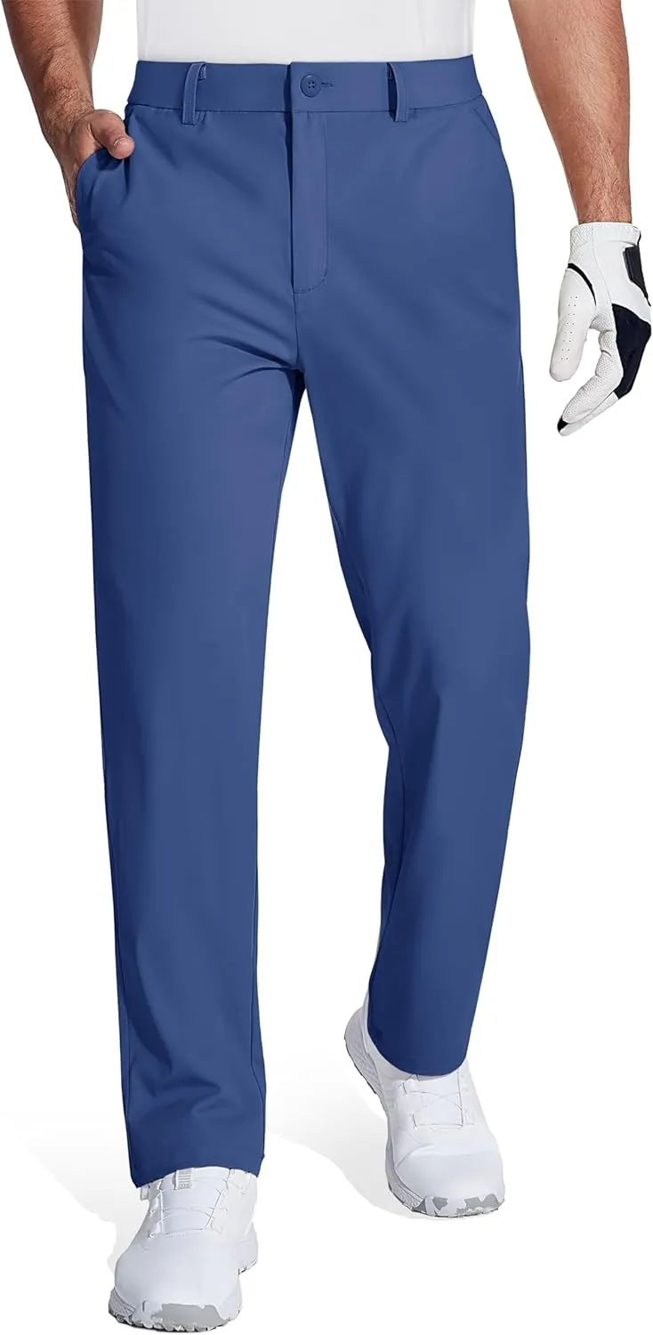 MAGCOMSEN Mens Golf Pants Stretch Dress Pants Quick Dry Water Resistant Lightweight Flat Front Work Pants Moisture Wicking