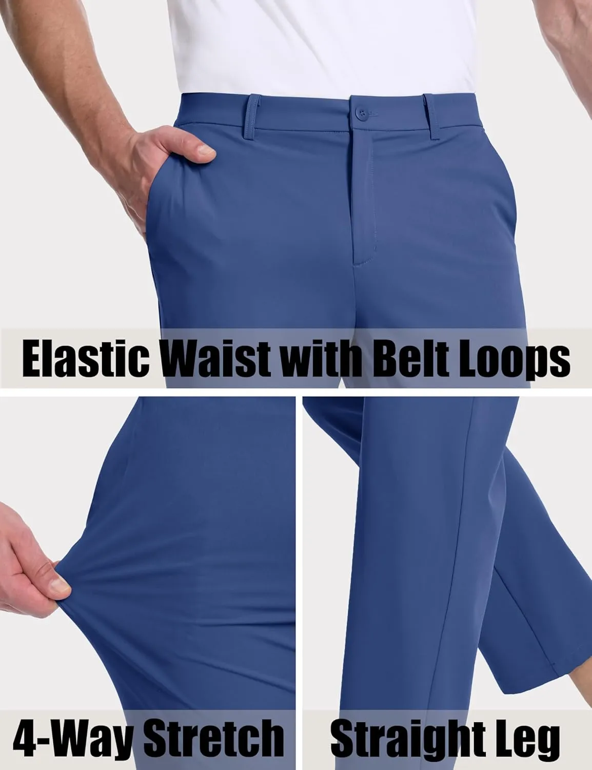 MAGCOMSEN Mens Golf Pants Stretch Dress Pants Quick Dry Water Resistant Lightweight Flat Front Work Pants Moisture Wicking