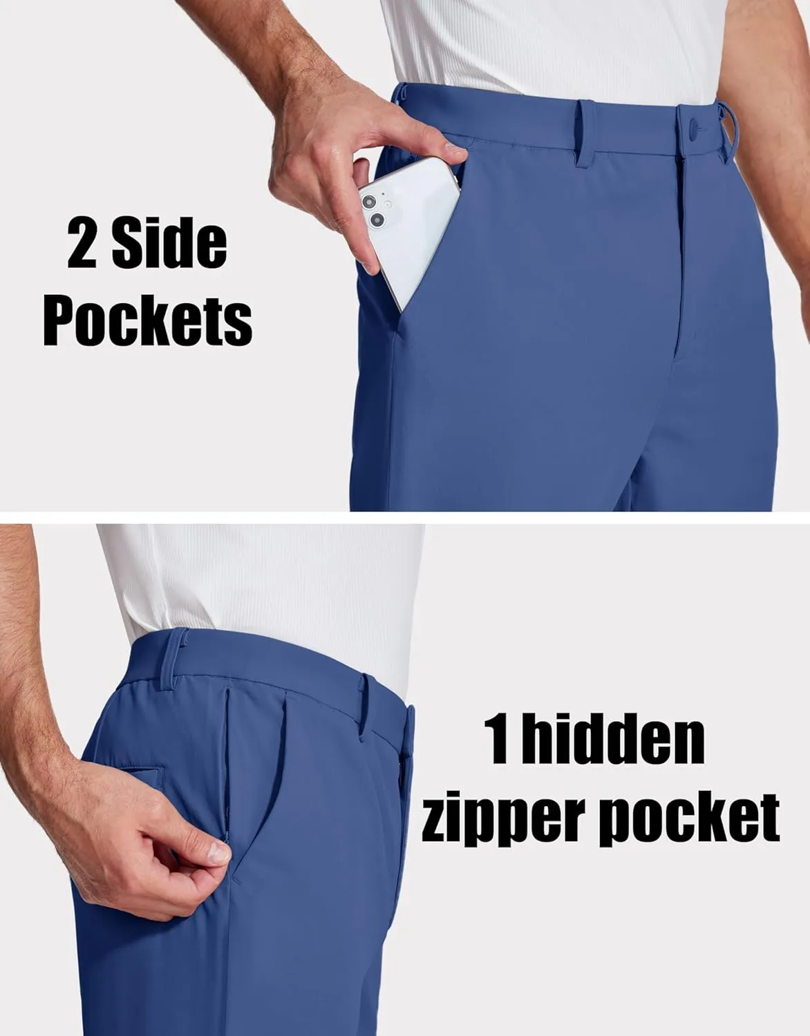MAGCOMSEN Mens Golf Pants Stretch Dress Pants Quick Dry Water Resistant Lightweight Flat Front Work Pants Moisture Wicking