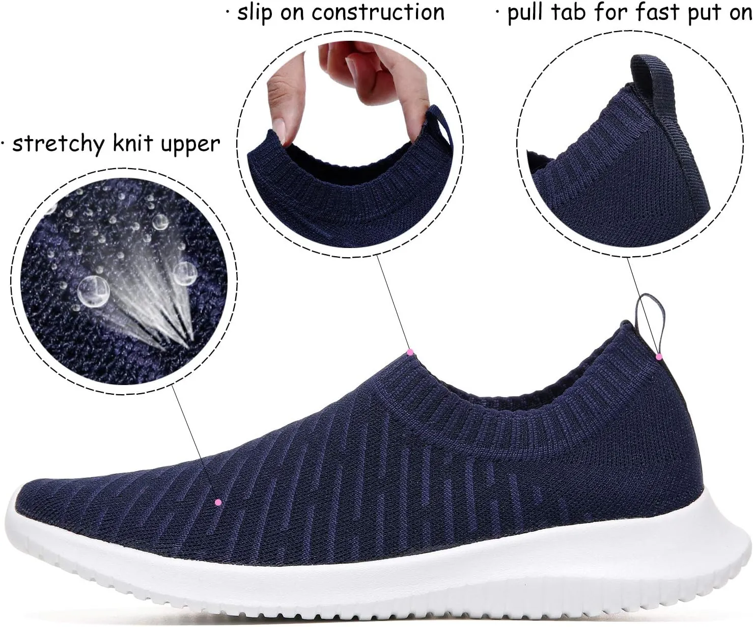 MAIITRIP Womens Comfort Elastic Sock Slip On Walking Lightweight Non-Slip Fall Shoes (Size:5.5-11)
