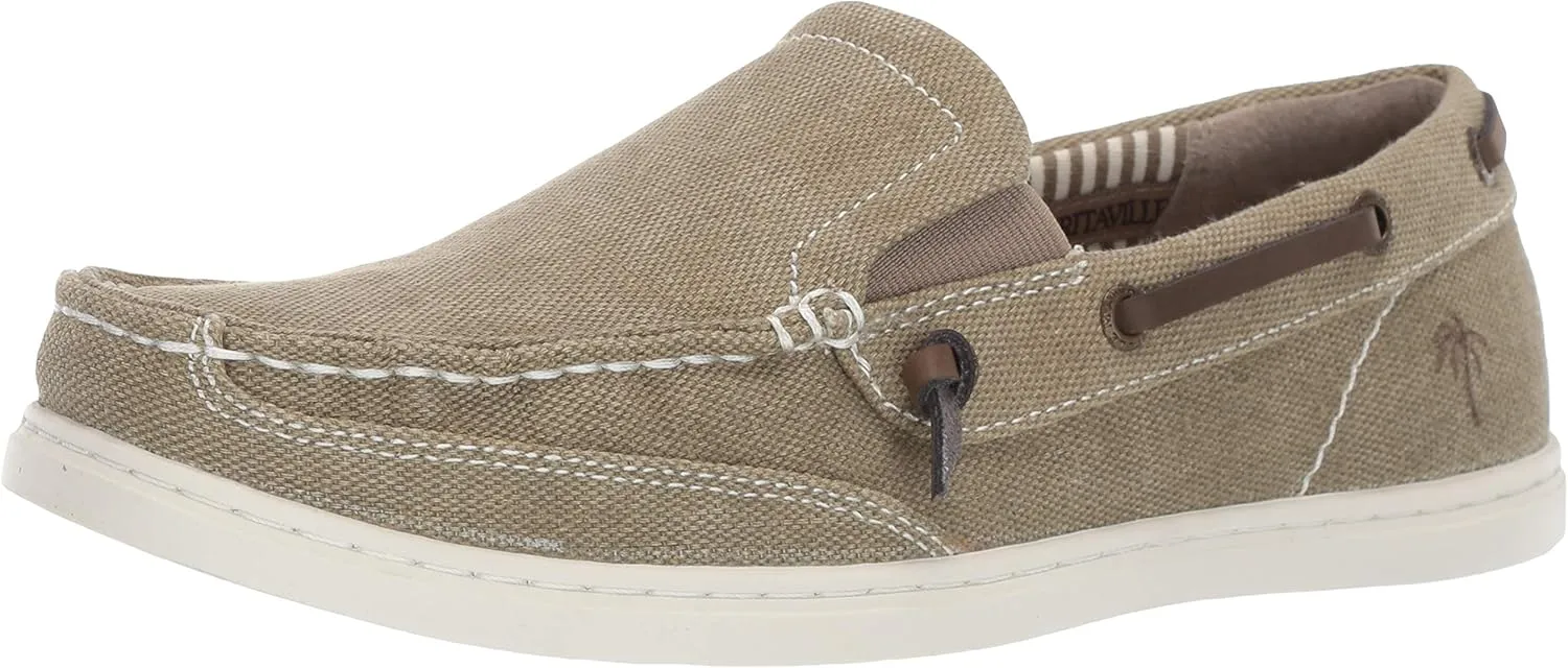 Margaritaville Men's Dock Slip on Boat Shoes - Leather Lace, Lightweight Slip on Shoes