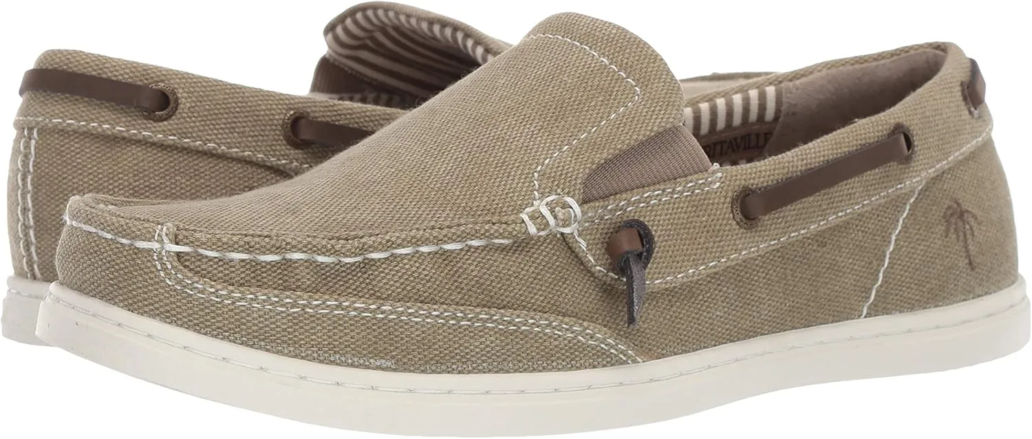 Margaritaville Men's Dock Slip on Boat Shoes - Leather Lace, Lightweight Slip on Shoes