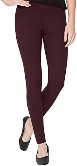 Matty M Ladies Slub Ponte Casual - Yoga Pant/ Leggings Plus Sizes Also Available (X-Small, Purple (Deep Burgundy))