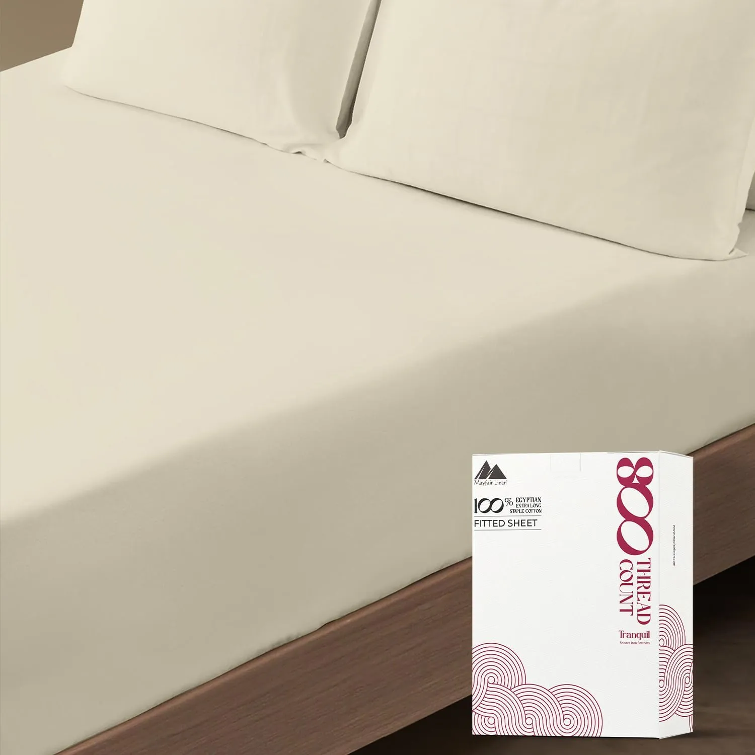 Mayfair Linen Luxury 100% Egyptian Cotton King Fitted Sheet Only - Premium 800 TC Hotel Quality Deep Pocket Cotton Fitted Sheet, Soft, Sateen Weave Bottom Sheet, Fits Mattress up to 18 in - Sand