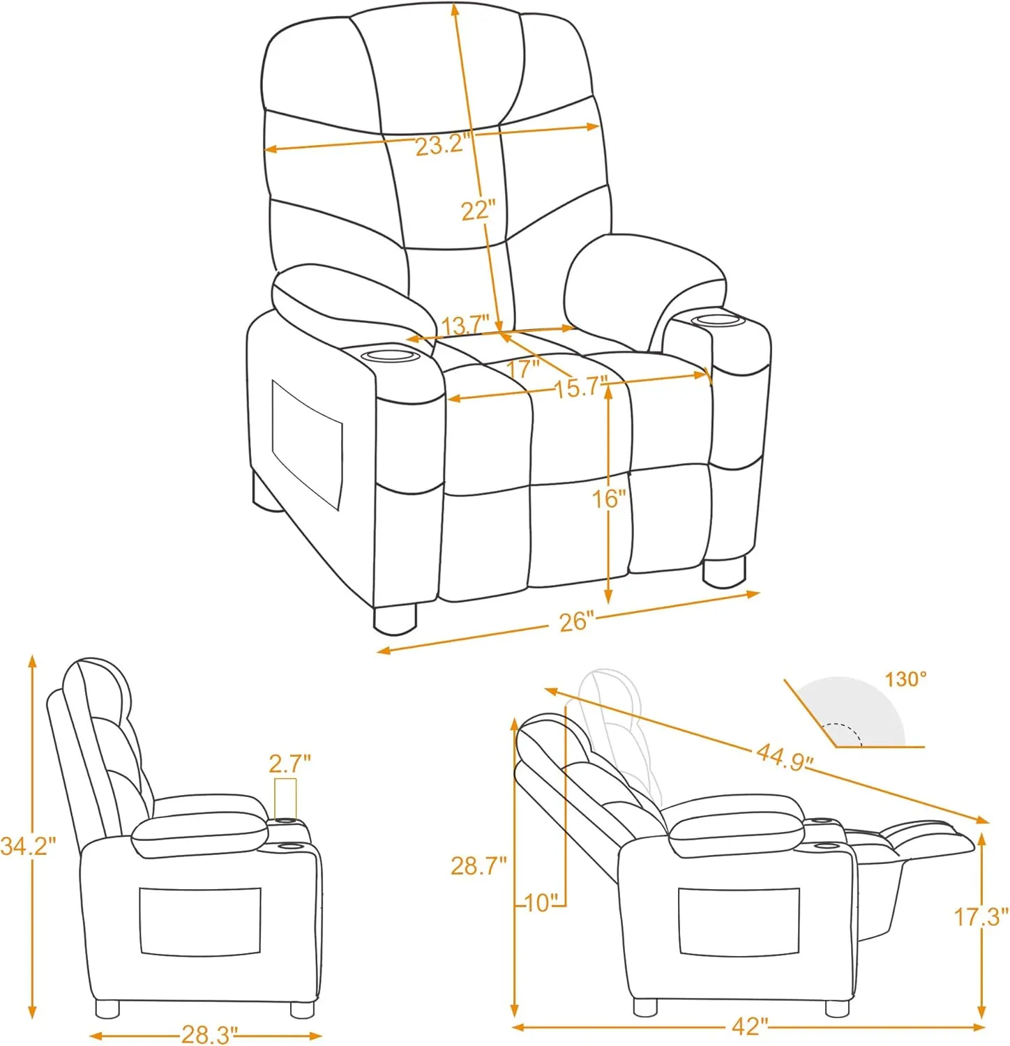 MCombo Big Kids Recliner for Ages 3 , Child Reclining Chair, Toddlers Recliner Sofa with Cup Holders (Velvet, Burgundy)