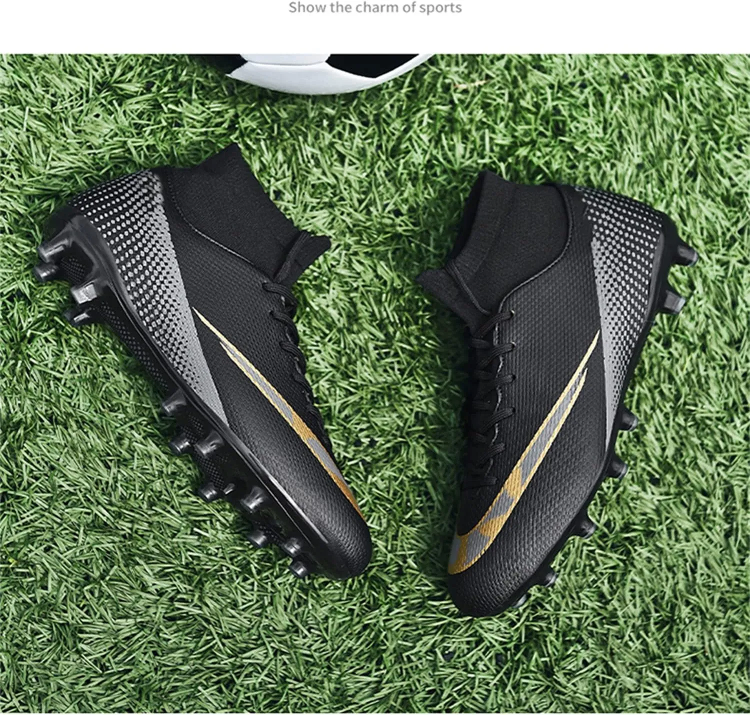 MDPCX Competitive Unisex Soccer Shoes Men Women Indoor Outdoor Football Boots Athletic Turf Mundial Team Cleat Running Sports Lightweight Breathable Anti-Skid Damping Shoes