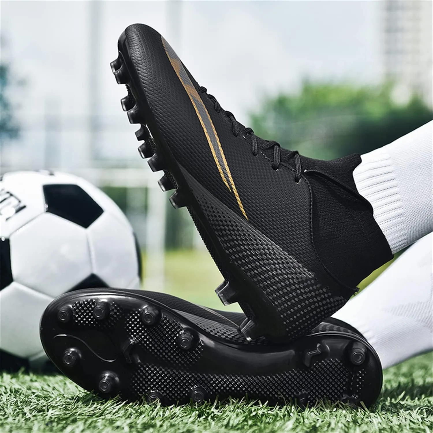 MDPCX Competitive Unisex Soccer Shoes Men Women Indoor Outdoor Football Boots Athletic Turf Mundial Team Cleat Running Sports Lightweight Breathable Anti-Skid Damping Shoes