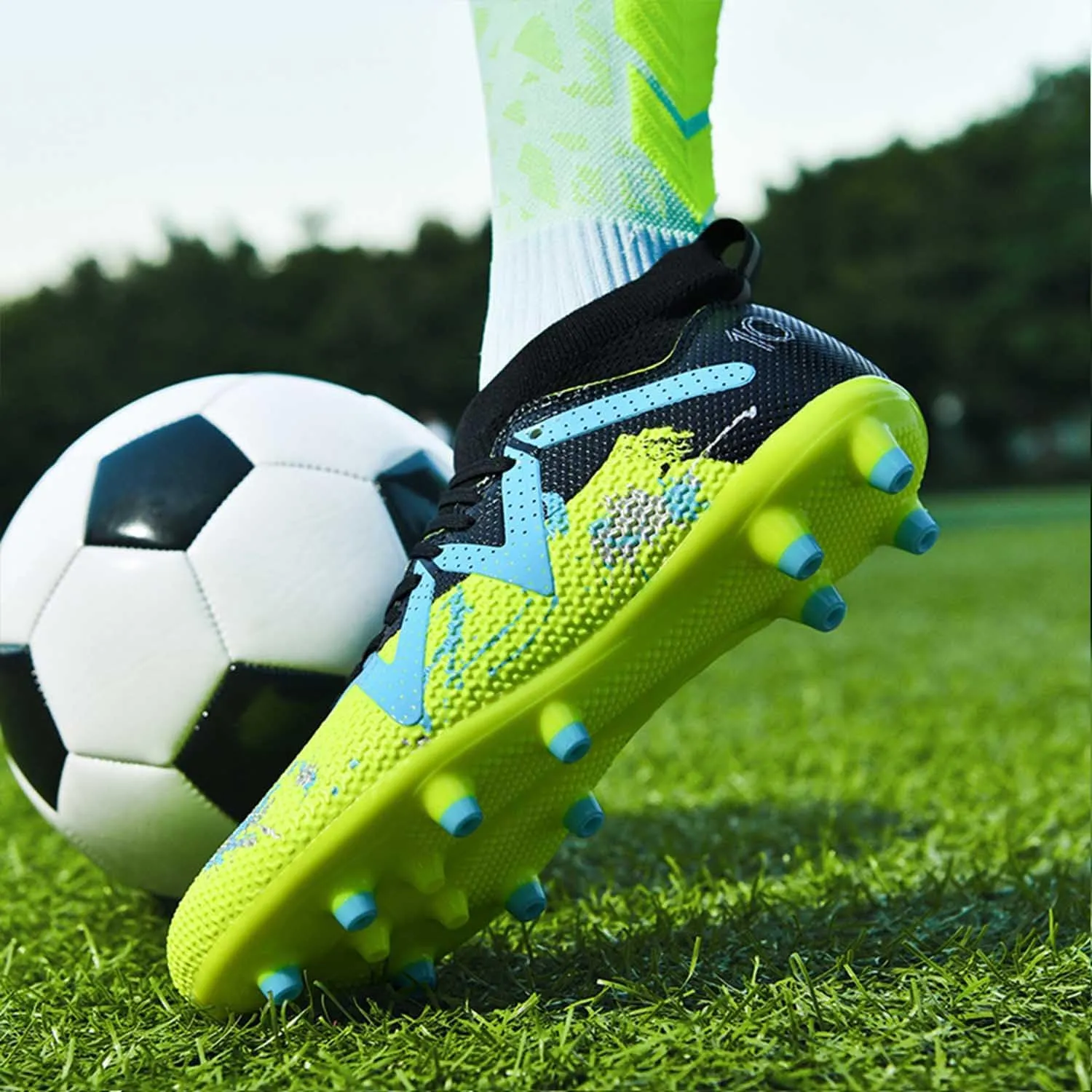 MEBAMY Kids Soccer Cleats Spikes Indoor: Comfortable High Ankle AG Youth Football Cleats Training Sneaker