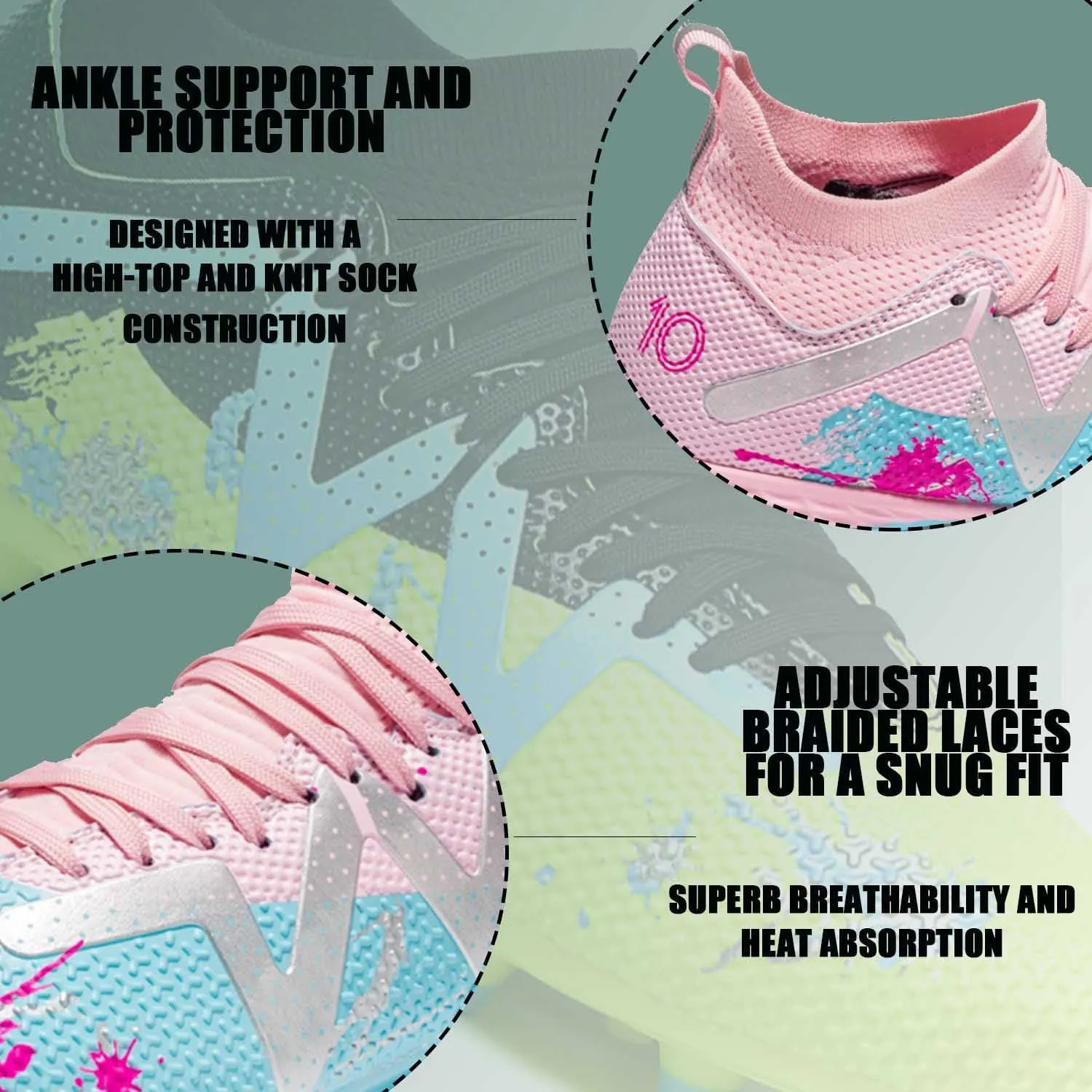 MEBAMY Kids Soccer Cleats Spikes Indoor: Comfortable High Ankle AG Youth Football Cleats Training Sneaker