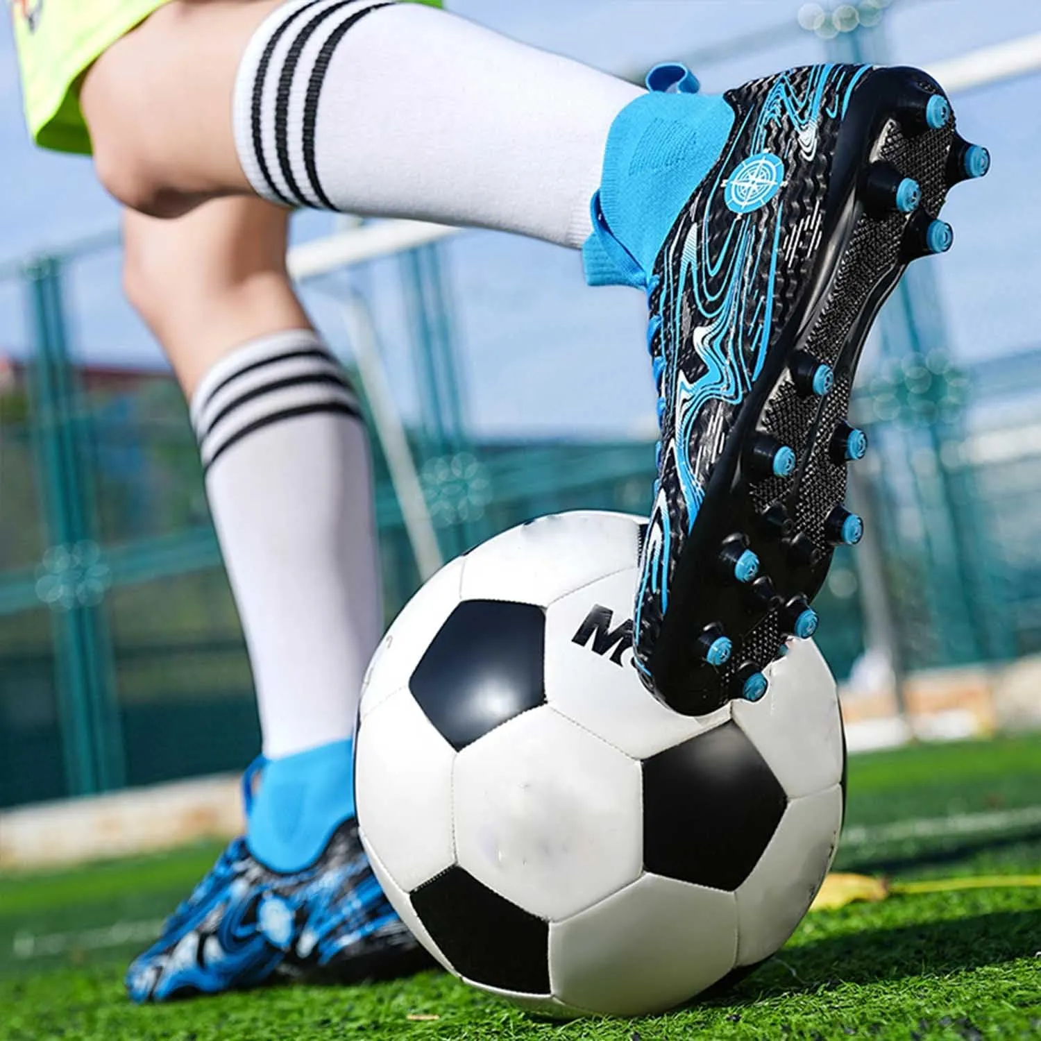 MEBAMY Kids Soccer Cleats Spikes Indoor: Comfortable High Ankle AG Youth Football Cleats Training Sneaker