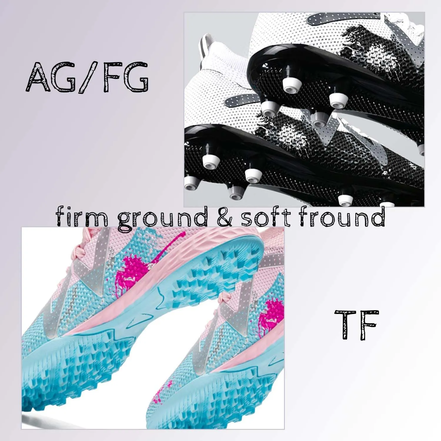 MEBAMY Kids Soccer Cleats Spikes Indoor: Comfortable High Ankle AG Youth Football Cleats Training Sneaker