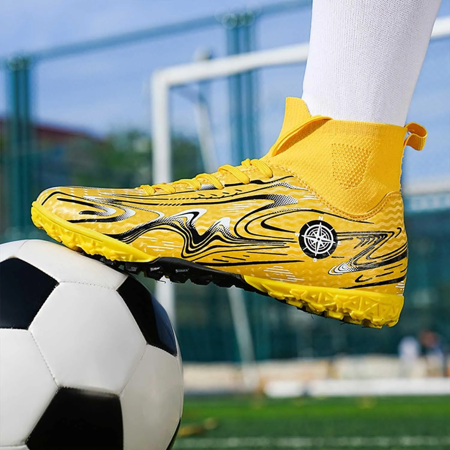 MEBAMY Unisex High top Soccer Boots Cleats Outdoor Athletic Sneaker Turf Football Shoes Spikes Indoor Youth AG Soccer Shoes