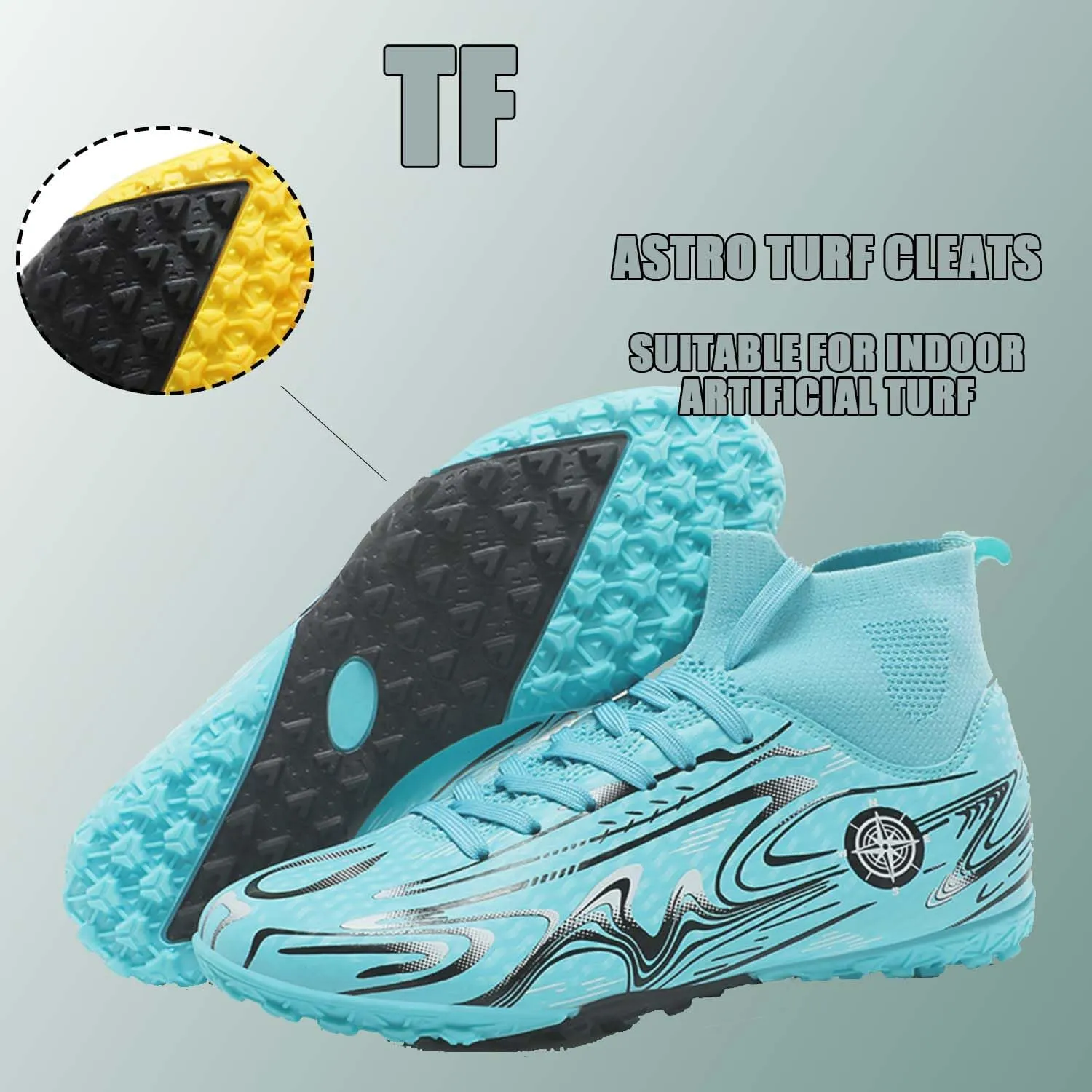 MEBAMY Unisex High top Soccer Boots Cleats Outdoor Athletic Sneaker Turf Football Shoes Spikes Indoor Youth AG Soccer Shoes
