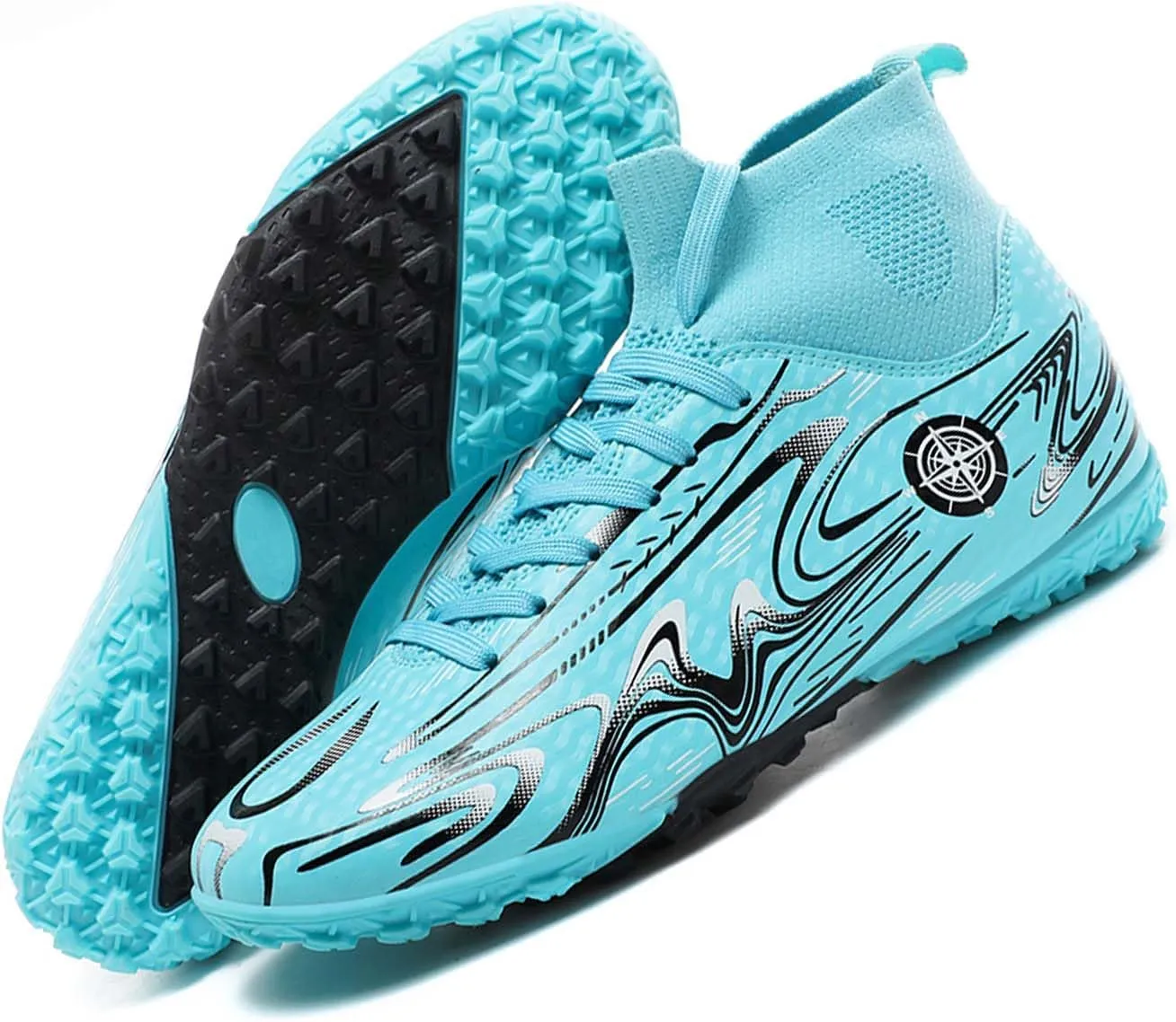 MEBAMY Unisex High top Soccer Boots Cleats Outdoor Athletic Sneaker Turf Football Shoes Spikes Indoor Youth AG Soccer Shoes