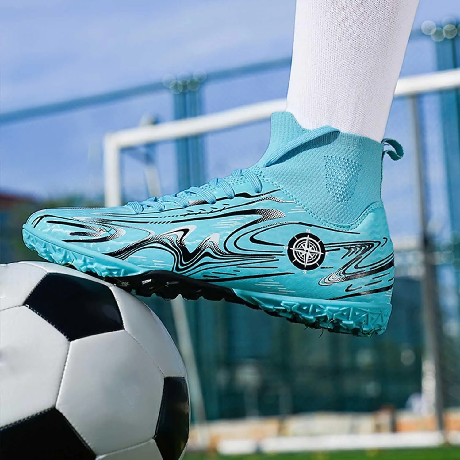 MEBAMY Unisex High top Soccer Boots Cleats Outdoor Athletic Sneaker Turf Football Shoes Spikes Indoor Youth AG Soccer Shoes