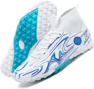 MEBAMY Unisex High top Soccer Boots Cleats Outdoor Athletic Sneaker Turf Football Shoes Spikes Indoor Youth AG Soccer Shoes