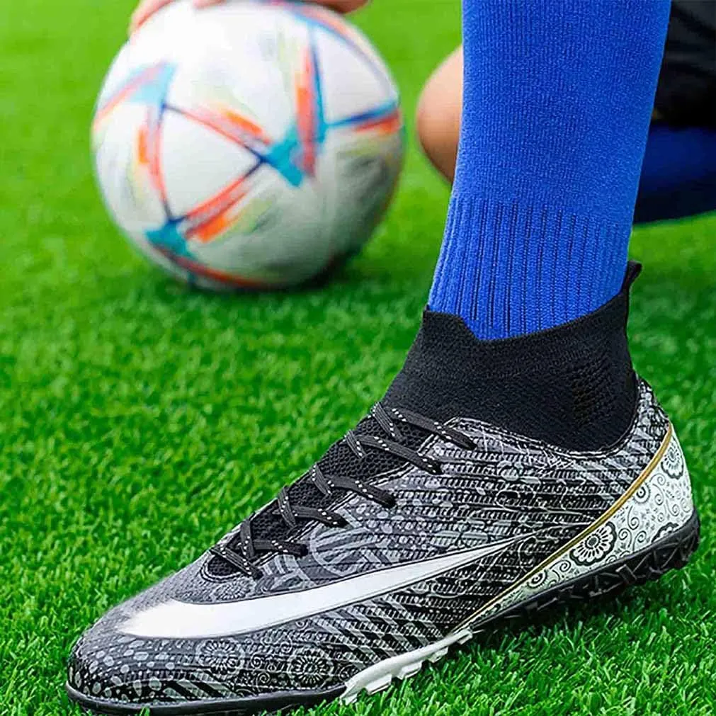 MEBAMY Unisex High top Soccer Boots Cleats Outdoor Athletic Sneaker Turf Football Shoes Spikes Indoor Youth AG Soccer Shoes