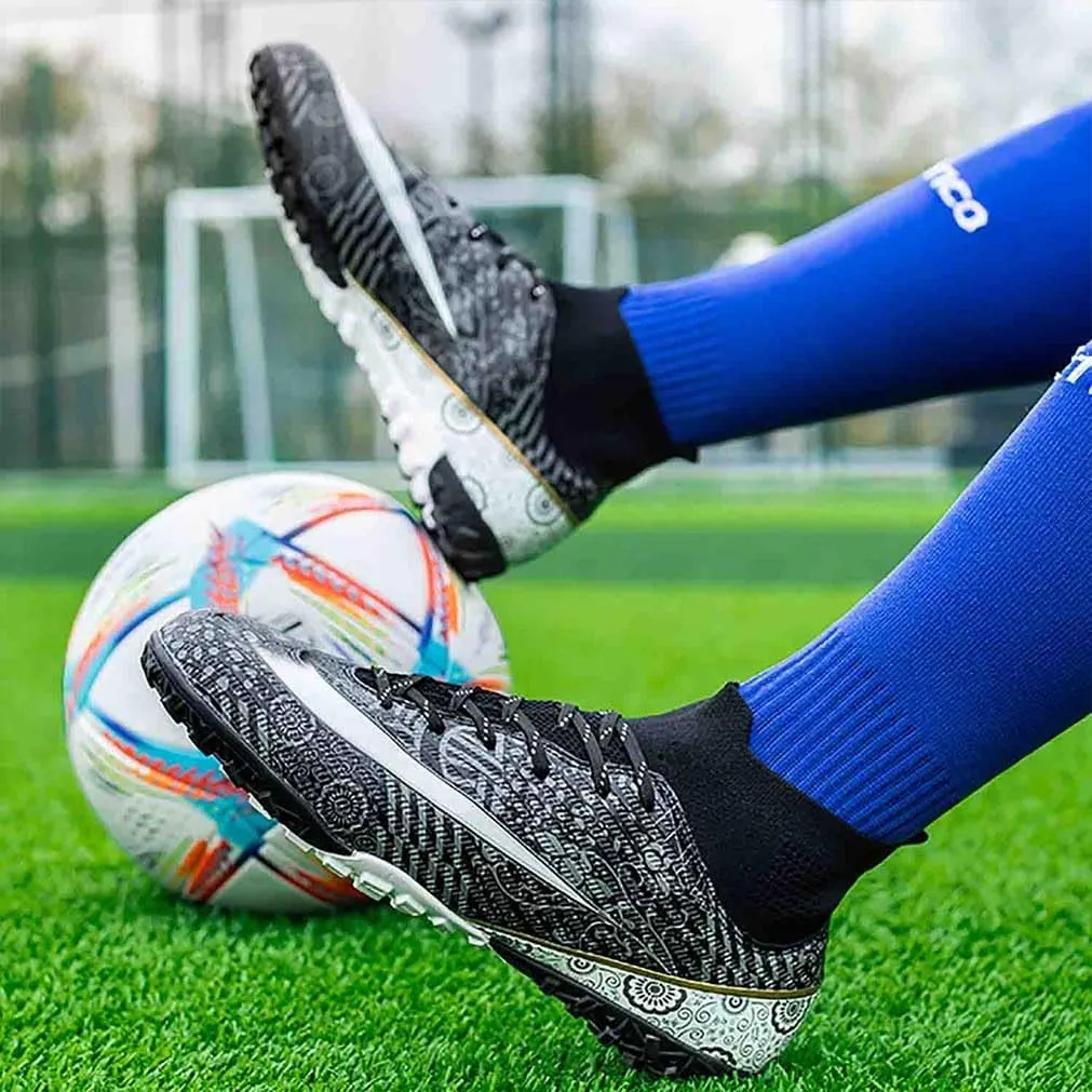 MEBAMY Unisex High top Soccer Boots Cleats Outdoor Athletic Sneaker Turf Football Shoes Spikes Indoor Youth AG Soccer Shoes