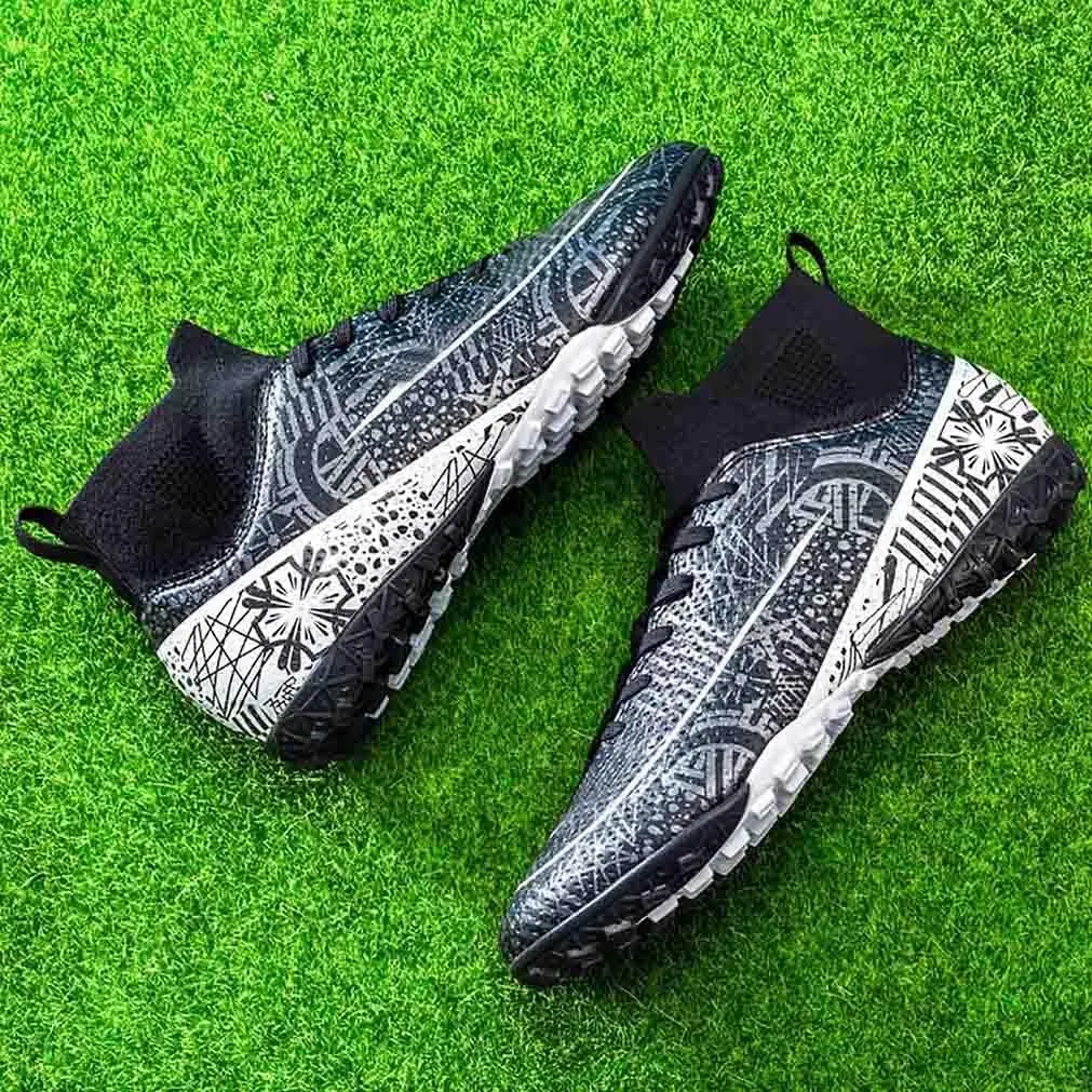 MEBAMY Unisex High top Soccer Boots Cleats Outdoor Athletic Sneaker Turf Football Shoes Spikes Indoor Youth AG Soccer Shoes