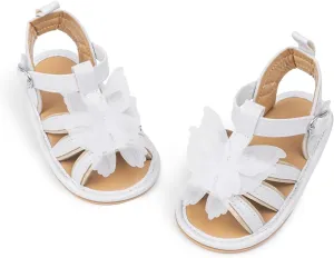 Meckior Baby Toddler Infant Girls PU Leather Soft Open Toe Summer Sandals Flower Princess Flat Shoes