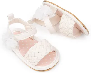 Meckior Baby Toddler Infant Girls PU Leather Soft Open Toe Summer Sandals Flower Princess Flat Shoes