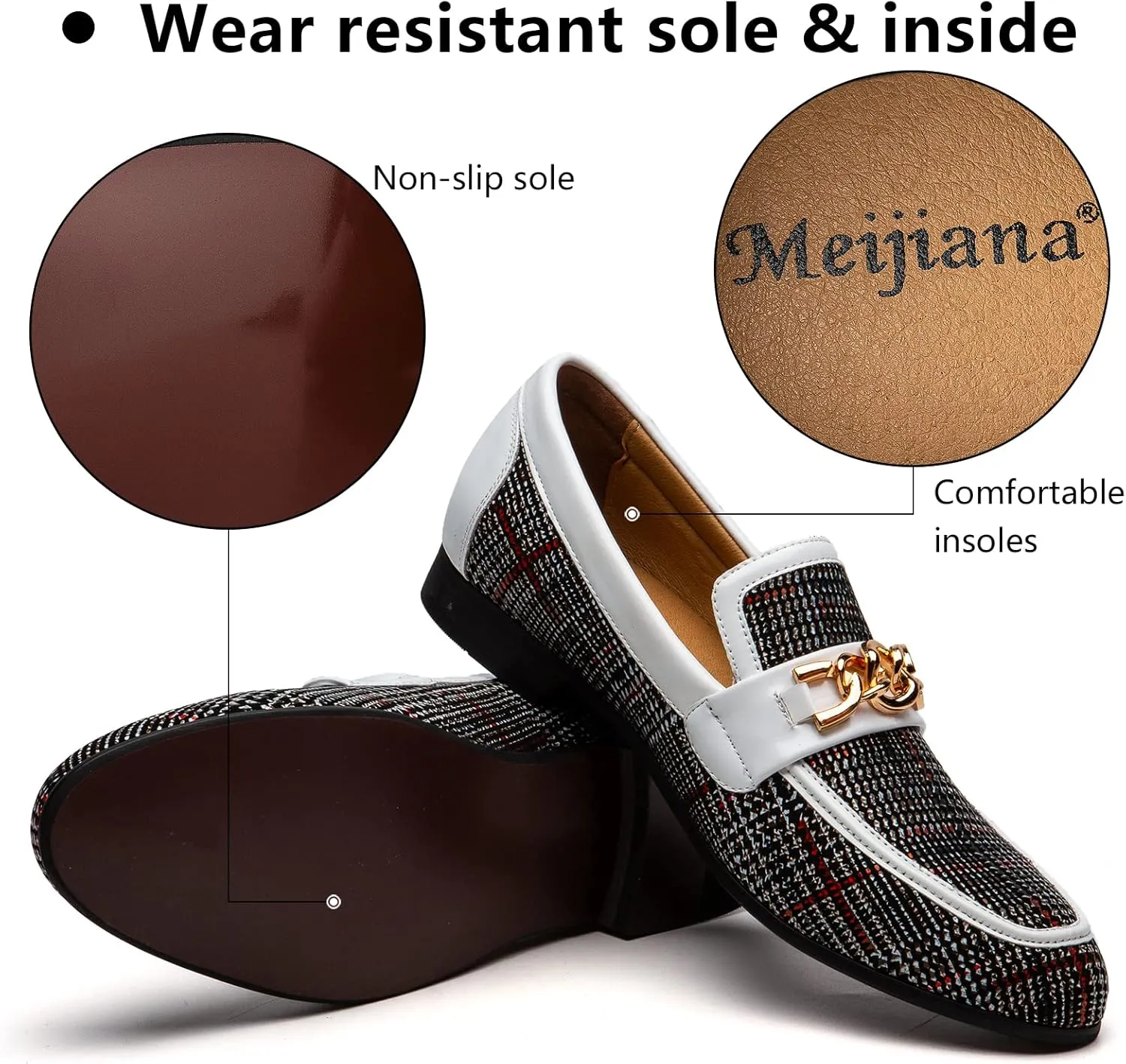Meijiana Men Faux Leather Noble Loafer Shoes Slip-on Loafer Smoking Slipper Tassel Loafer
