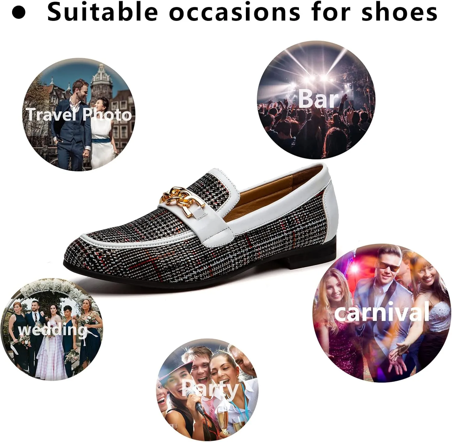 Meijiana Men Faux Leather Noble Loafer Shoes Slip-on Loafer Smoking Slipper Tassel Loafer