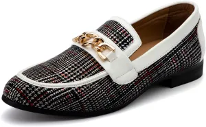 Meijiana Men Faux Leather Noble Loafer Shoes Slip-on Loafer Smoking Slipper Tassel Loafer