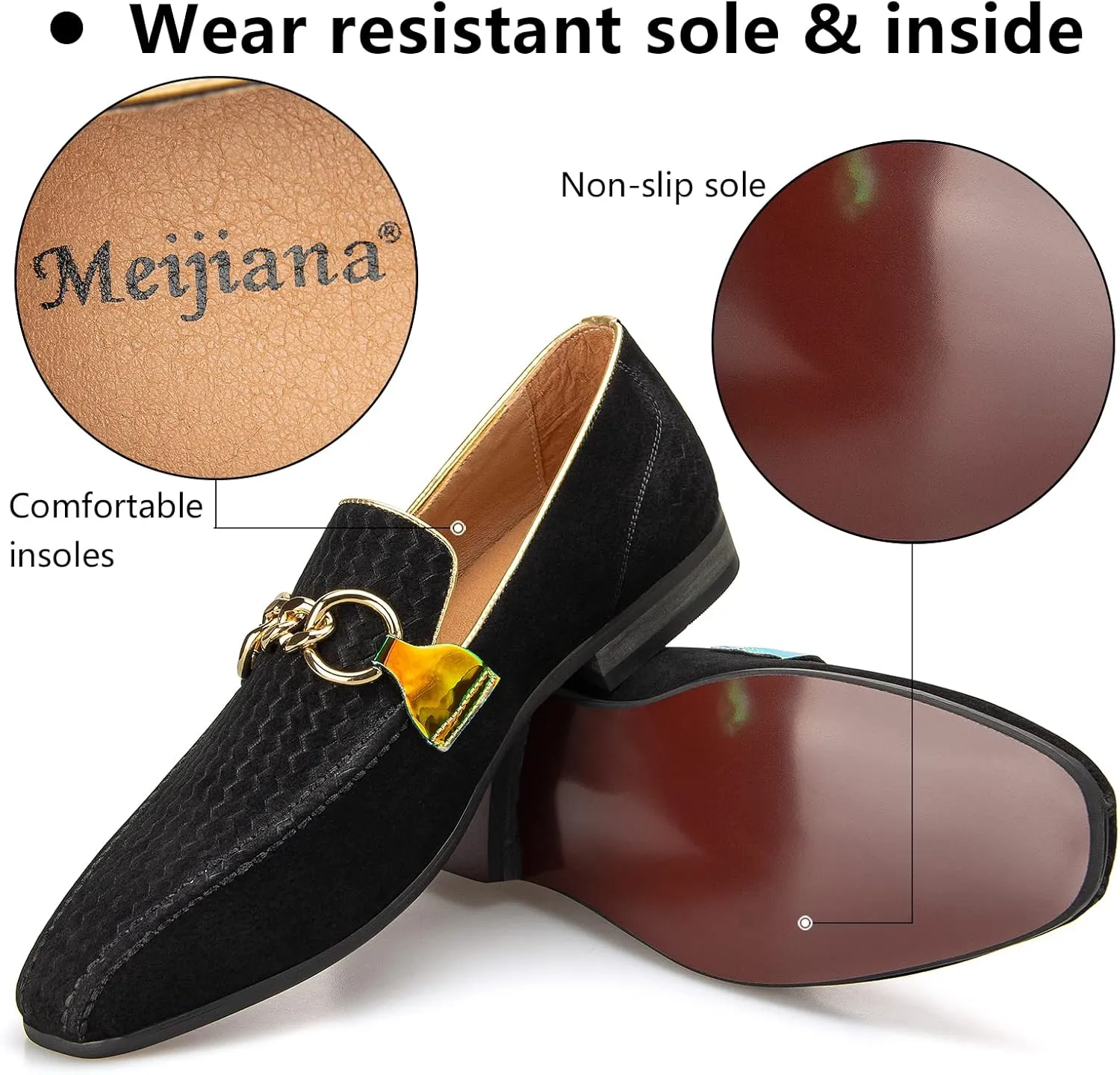 Meijiana Men's Loafers Lightweight Slip-On Moccasins Stylish Dress Shoes Breathable Tassels Loafers