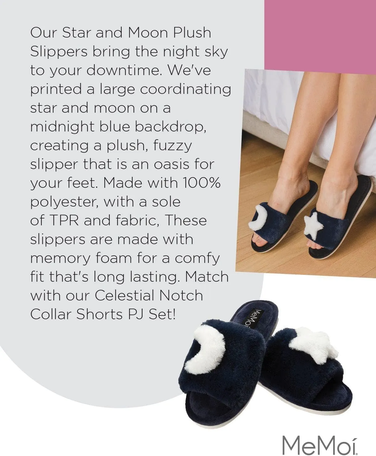 MeMoi Women's Star and Moon Plush Slippers
