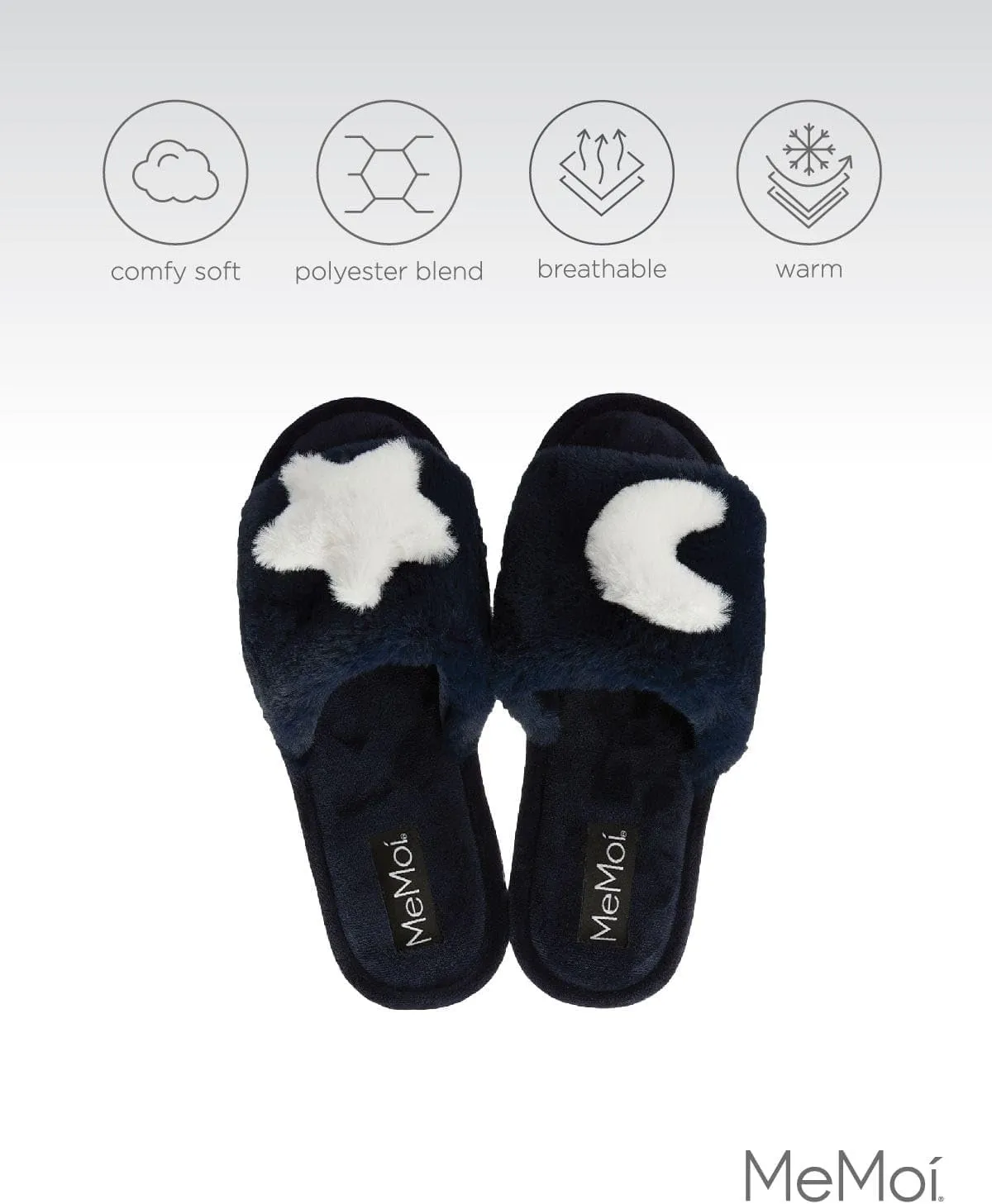 MeMoi Women's Star and Moon Plush Slippers