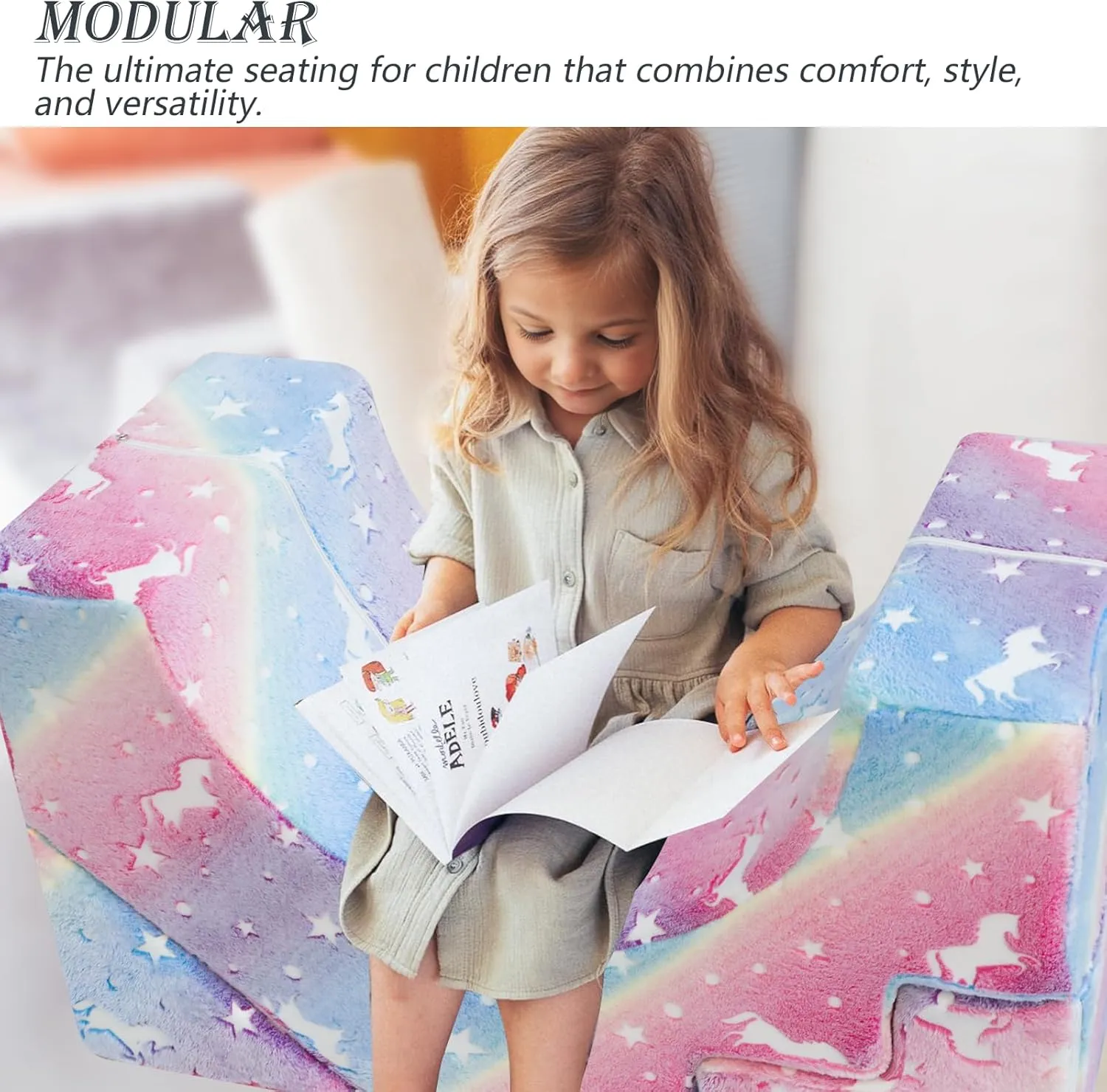 MeMoreCool Foam Climbing Toddler Couch, Modular Kids Sofa with Slide & Stair, Convertible Baby Couch for Playroom, Sectional Furniture for Crawling, Climbing, and Kids’ Play