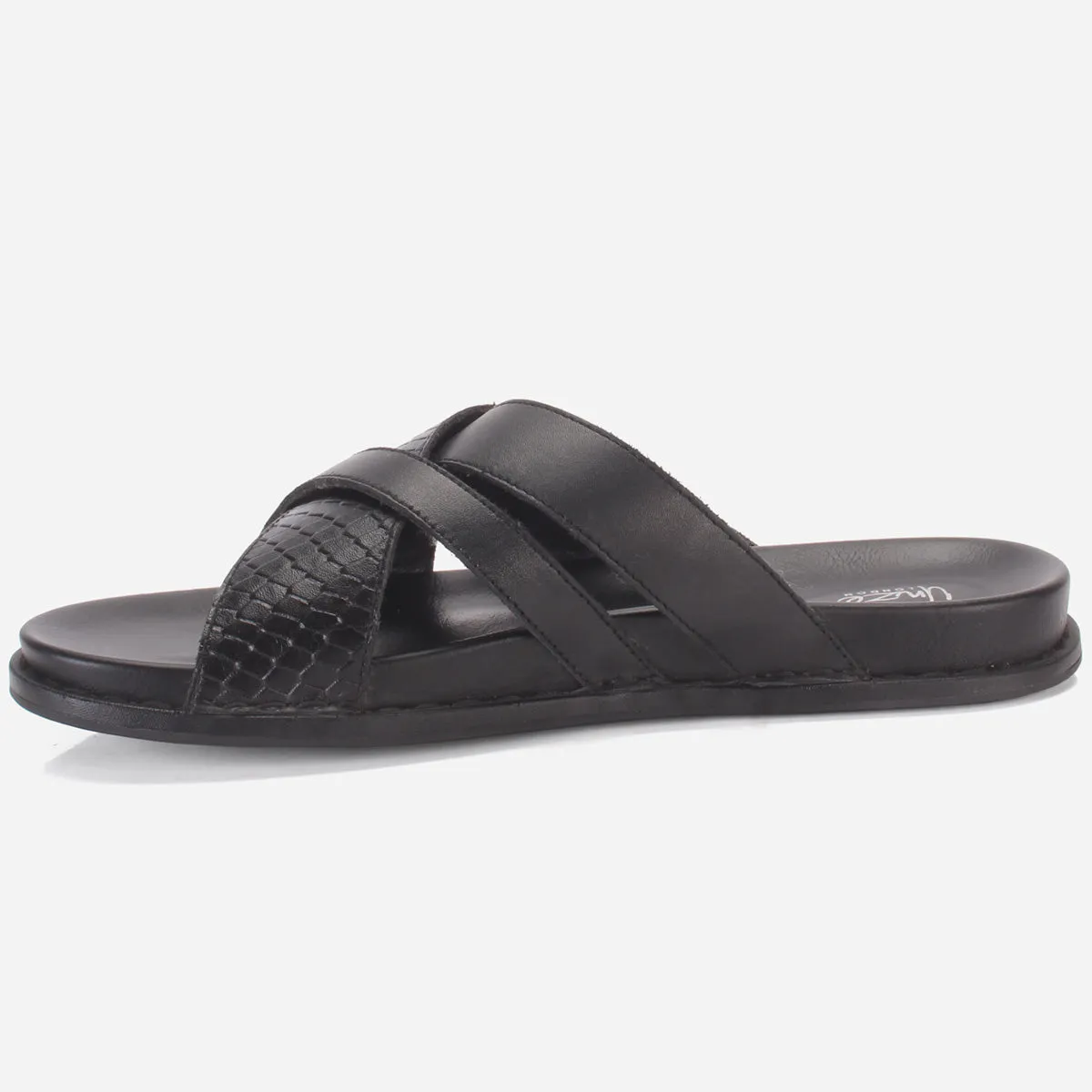 Men "TRIFOGE" Leather Open Toe Summer Flat Slippers