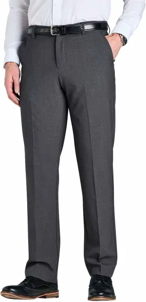 Men's 4 Way Stretch Trousers Classic Flat Front, Moisture Wicking & Soft Touch