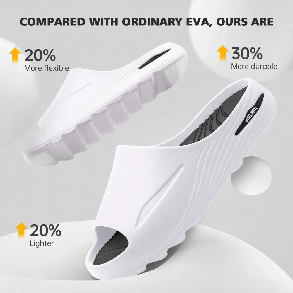 Men's Athletic Sandals Soft - tech Sports Recovery Slide Basketball Outdoor Slipper with Arch Support Plantar Fasciitis Relief