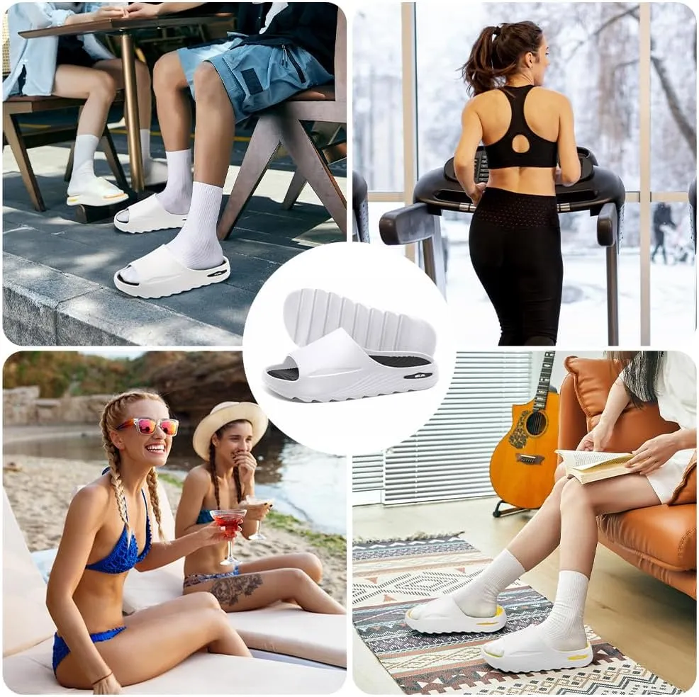 Men's Athletic Sandals Soft - tech Sports Recovery Slide Basketball Outdoor Slipper with Arch Support Plantar Fasciitis Relief