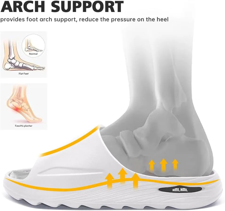 Men's Athletic Sandals Soft - tech Sports Recovery Slide Basketball Outdoor Slipper with Arch Support Plantar Fasciitis Relief