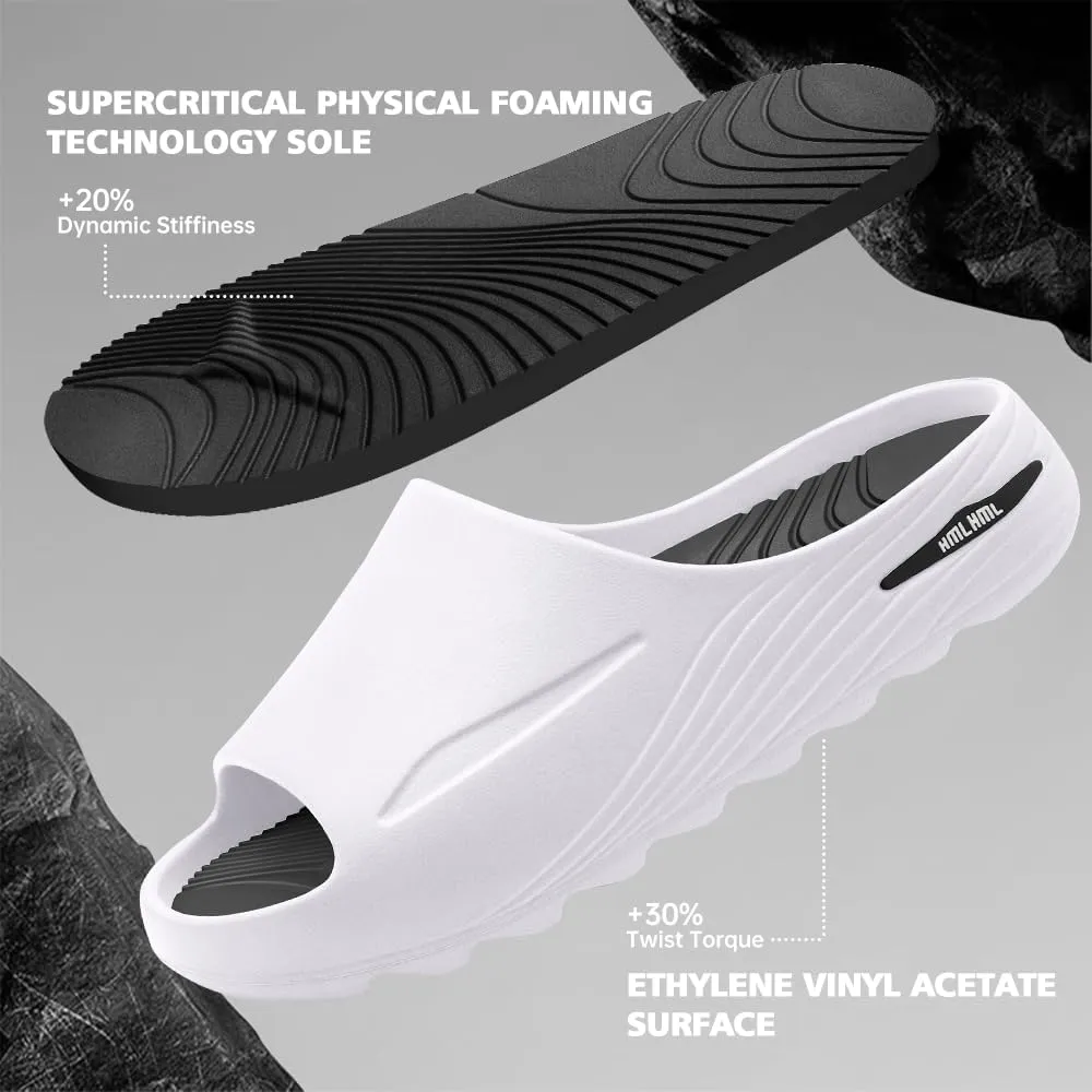 Men's Athletic Sandals Soft - tech Sports Recovery Slide Basketball Outdoor Slipper with Arch Support Plantar Fasciitis Relief