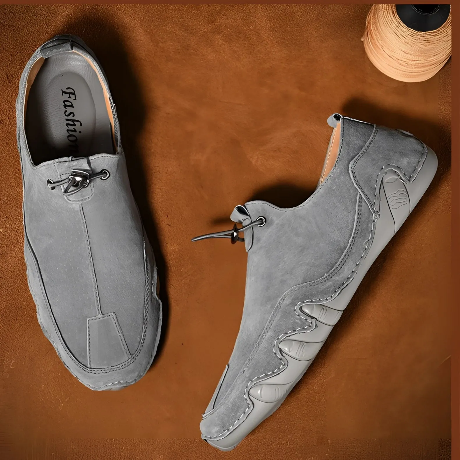 Men's Beige Suede Slip-On Loafers - Casual & Breathable