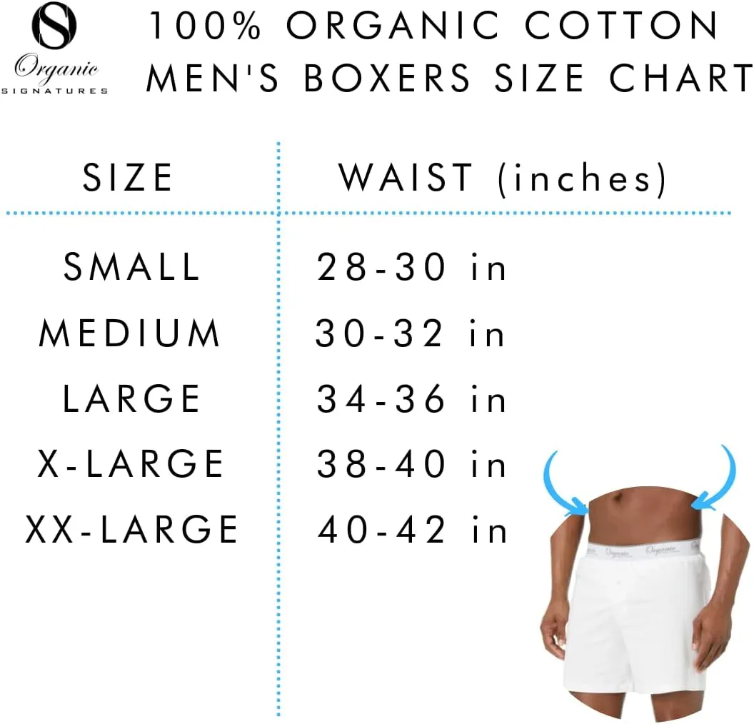 Men's Boxers 100% Organic Cotton, Soft Boxers for Men, 3-Pack